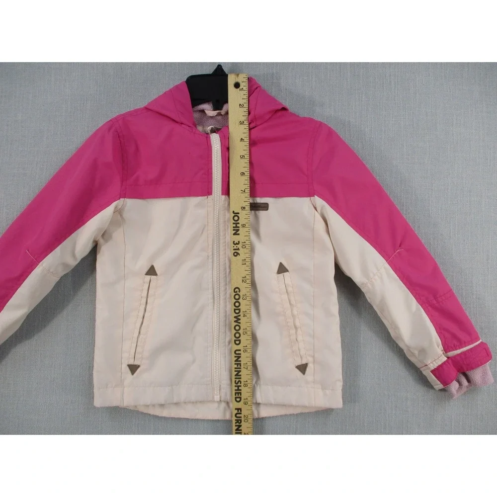 Eddie Bauer Kids Pink Cream Colorblock Hooded Fleece Lined Jacket Size 5